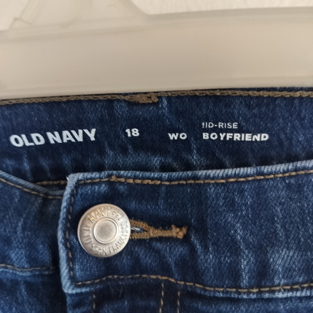 Old Navy Women's Mid Rise Boyfriend Blue Size 18 Preppy Grunge Minimalist - Picture 2 of 8